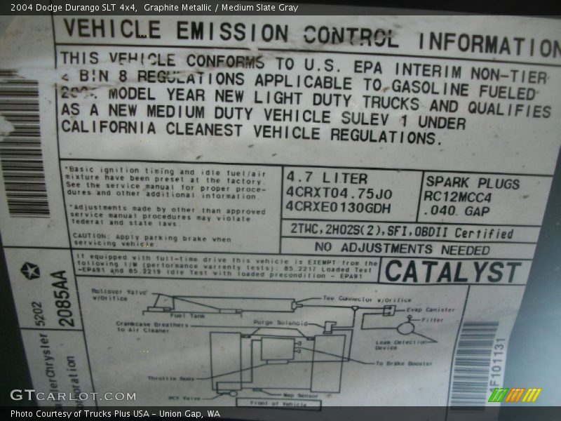 Graphite Metallic / Medium Slate Gray 2004 Dodge Durango SLT 4x4