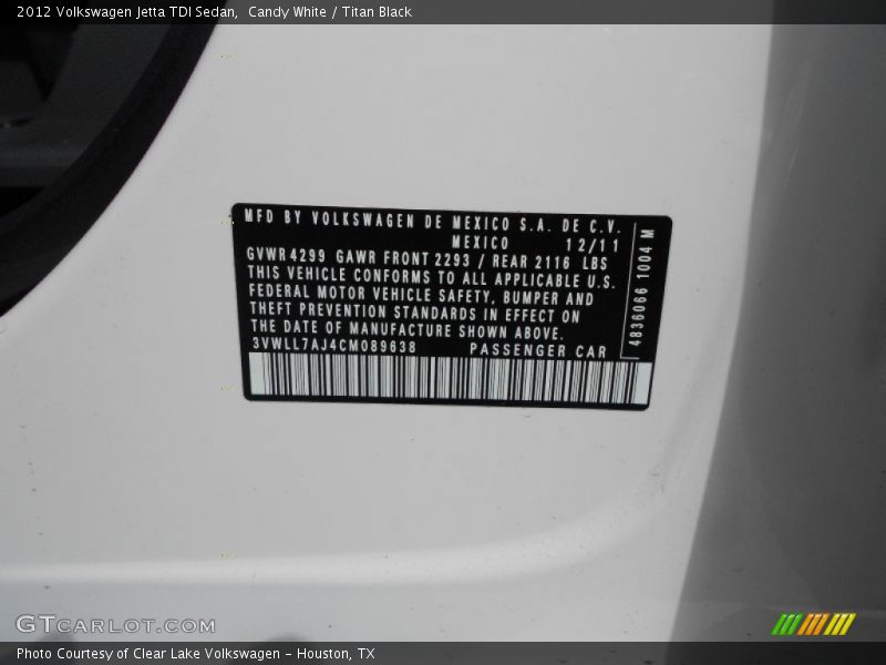 Candy White / Titan Black 2012 Volkswagen Jetta TDI Sedan