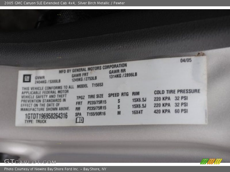 Silver Birch Metallic / Pewter 2005 GMC Canyon SLE Extended Cab 4x4
