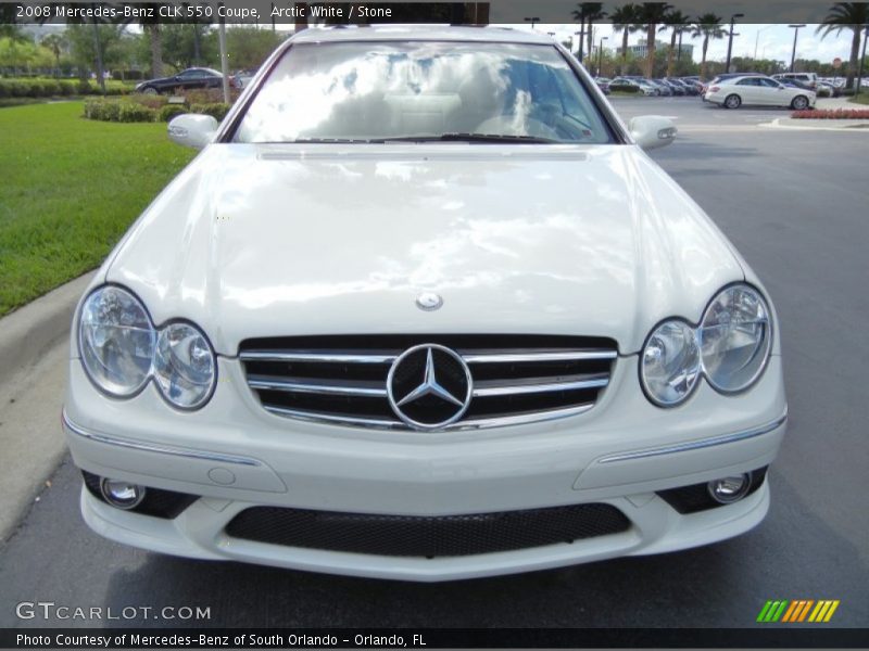 Arctic White / Stone 2008 Mercedes-Benz CLK 550 Coupe