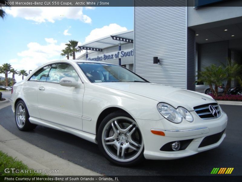 Arctic White / Stone 2008 Mercedes-Benz CLK 550 Coupe