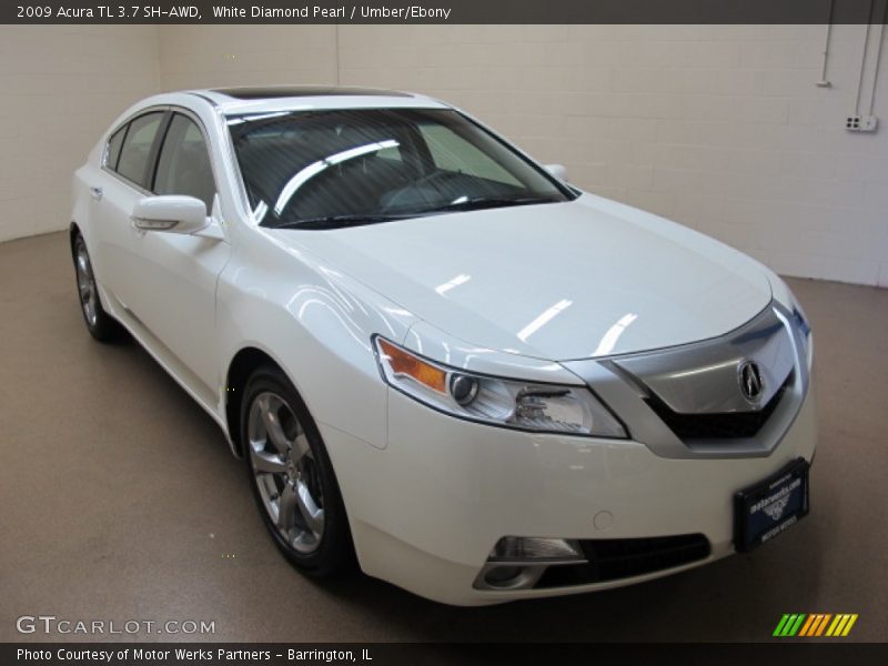White Diamond Pearl / Umber/Ebony 2009 Acura TL 3.7 SH-AWD