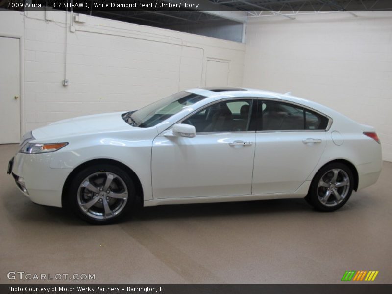 White Diamond Pearl / Umber/Ebony 2009 Acura TL 3.7 SH-AWD