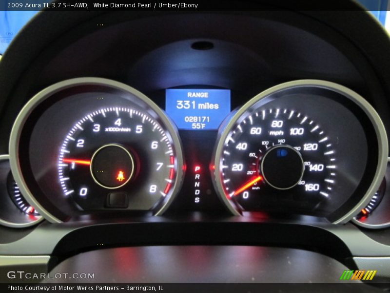 White Diamond Pearl / Umber/Ebony 2009 Acura TL 3.7 SH-AWD