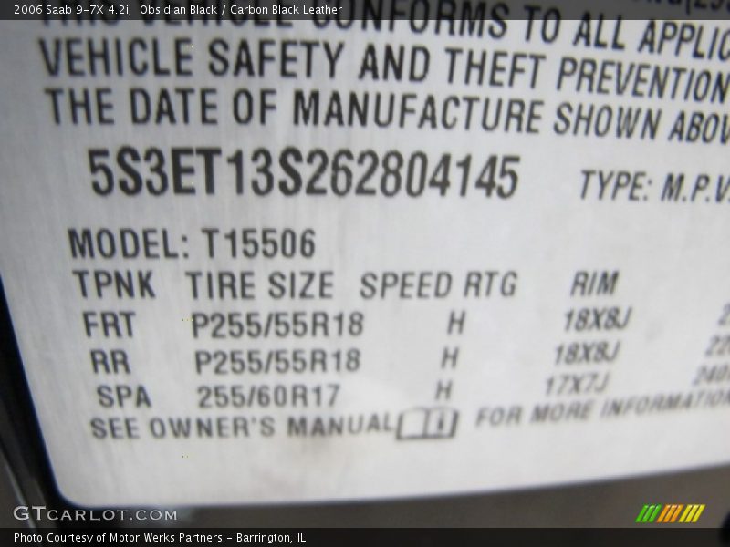 Obsidian Black / Carbon Black Leather 2006 Saab 9-7X 4.2i