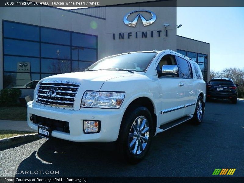 Tuscan White Pearl / Wheat 2009 Infiniti QX 56 4WD