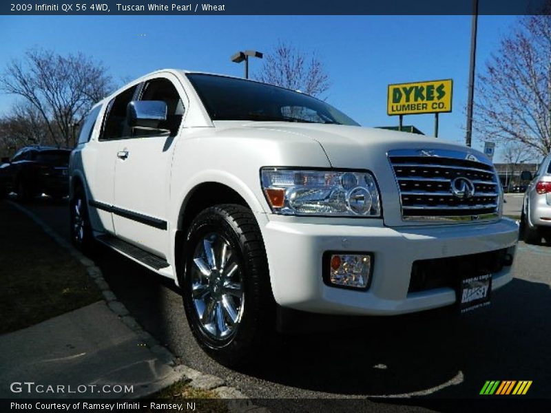 Tuscan White Pearl / Wheat 2009 Infiniti QX 56 4WD