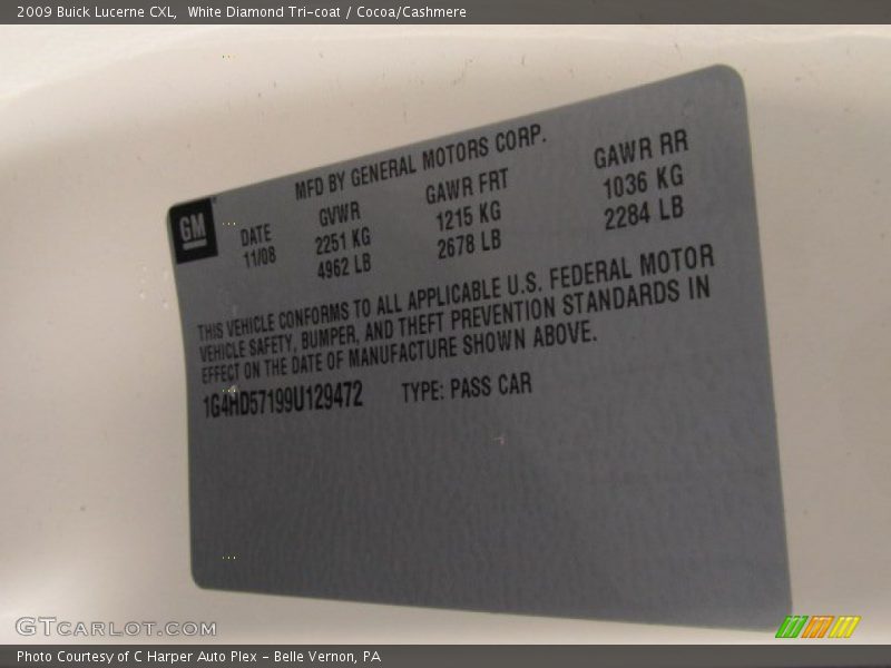 White Diamond Tri-coat / Cocoa/Cashmere 2009 Buick Lucerne CXL