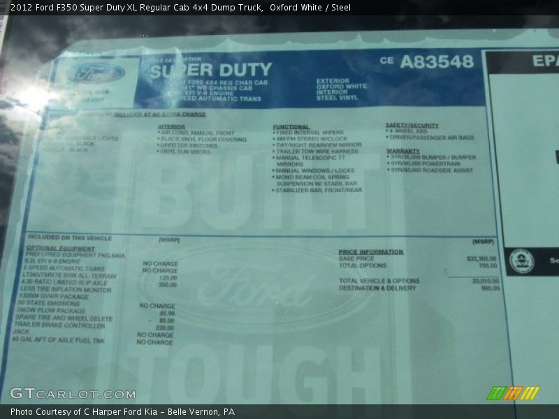 Oxford White / Steel 2012 Ford F350 Super Duty XL Regular Cab 4x4 Dump Truck