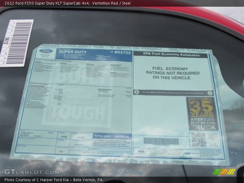  2012 F350 Super Duty XLT SuperCab 4x4 Window Sticker