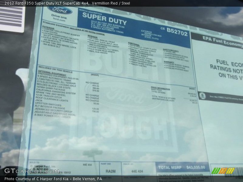  2012 F350 Super Duty XLT SuperCab 4x4 Window Sticker