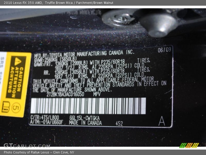 Truffle Brown Mica / Parchment/Brown Walnut 2010 Lexus RX 350 AWD