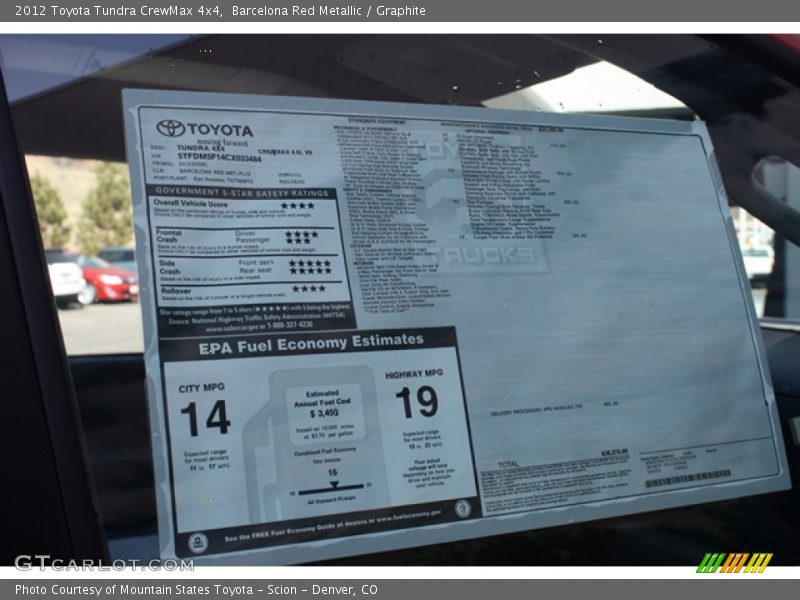 Barcelona Red Metallic / Graphite 2012 Toyota Tundra CrewMax 4x4