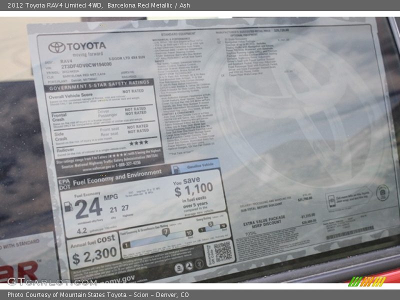  2012 RAV4 Limited 4WD Window Sticker