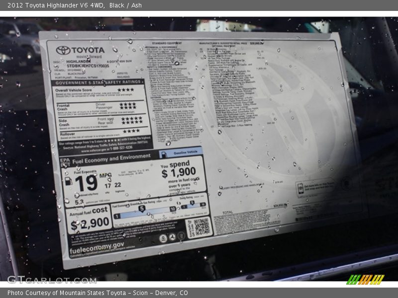 Black / Ash 2012 Toyota Highlander V6 4WD