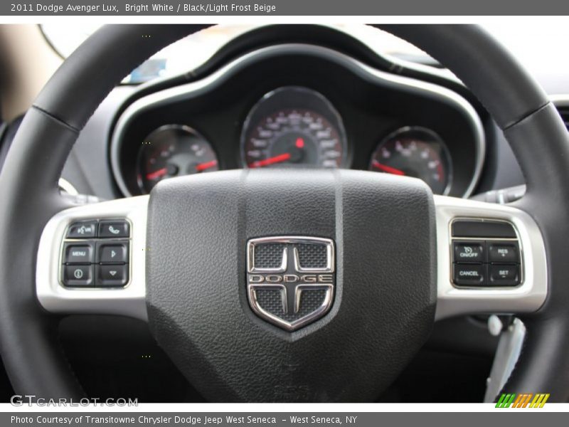 Bright White / Black/Light Frost Beige 2011 Dodge Avenger Lux