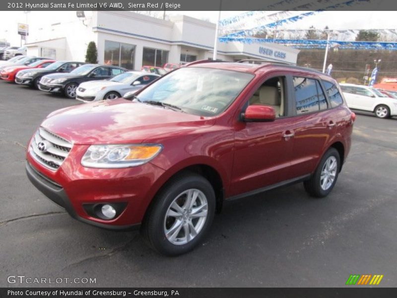 Sierra Red / Beige 2012 Hyundai Santa Fe Limited V6 AWD