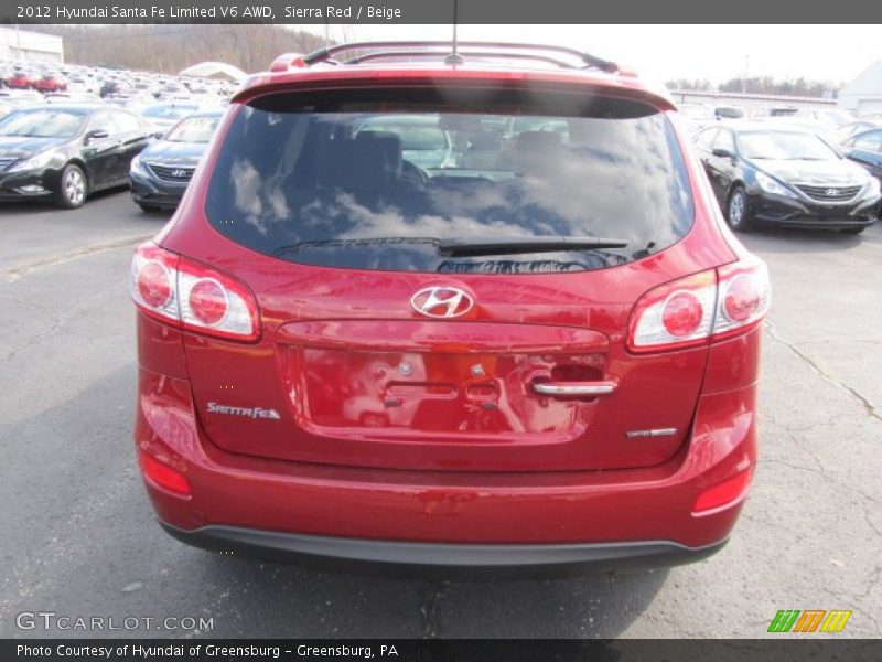 Sierra Red / Beige 2012 Hyundai Santa Fe Limited V6 AWD
