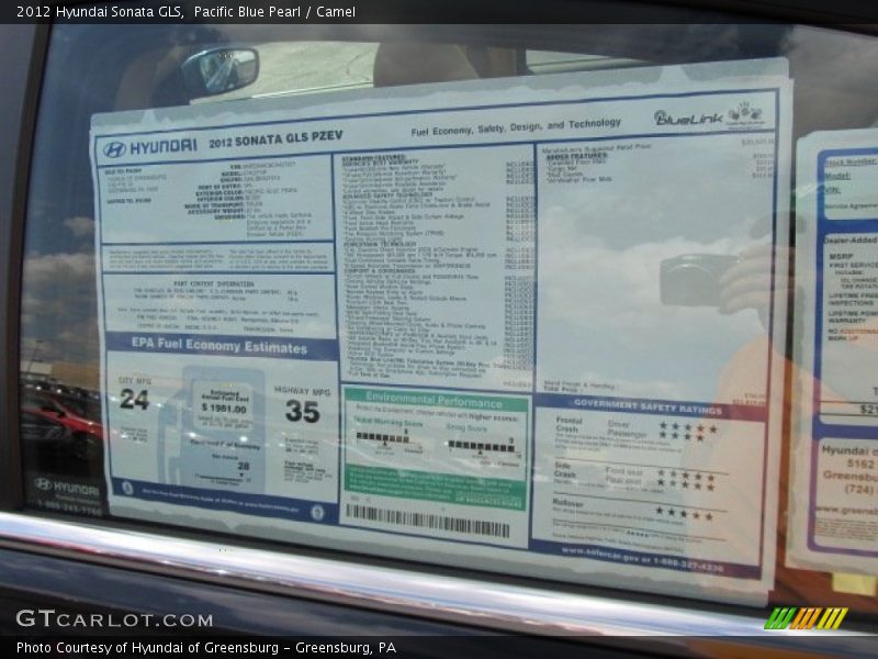 Pacific Blue Pearl / Camel 2012 Hyundai Sonata GLS