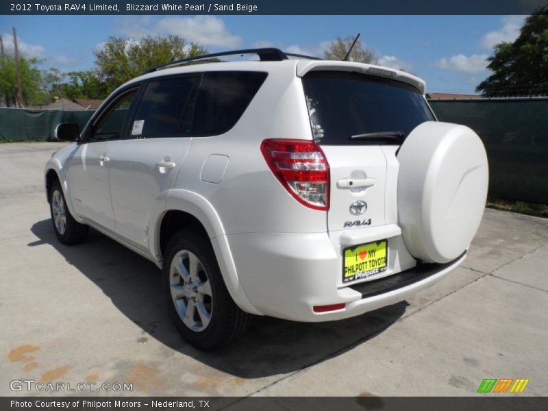 Blizzard White Pearl / Sand Beige 2012 Toyota RAV4 Limited