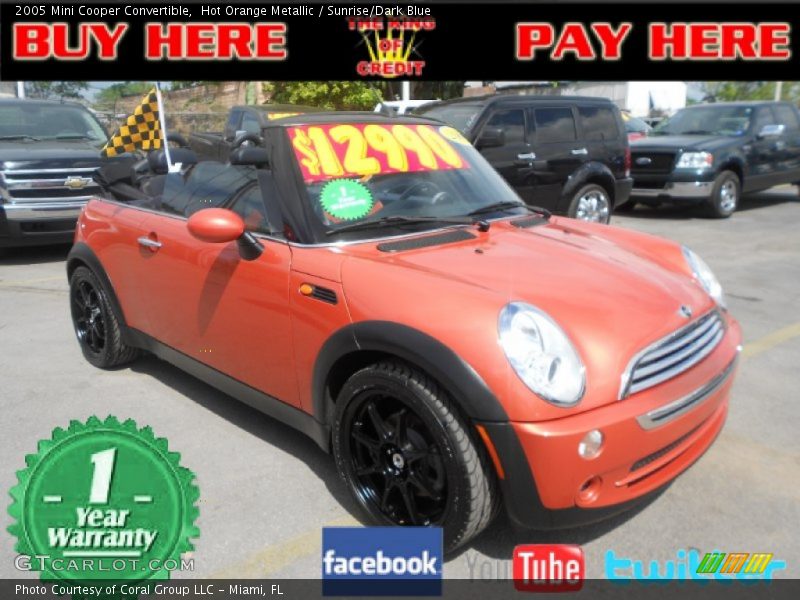 Hot Orange Metallic / Sunrise/Dark Blue 2005 Mini Cooper Convertible