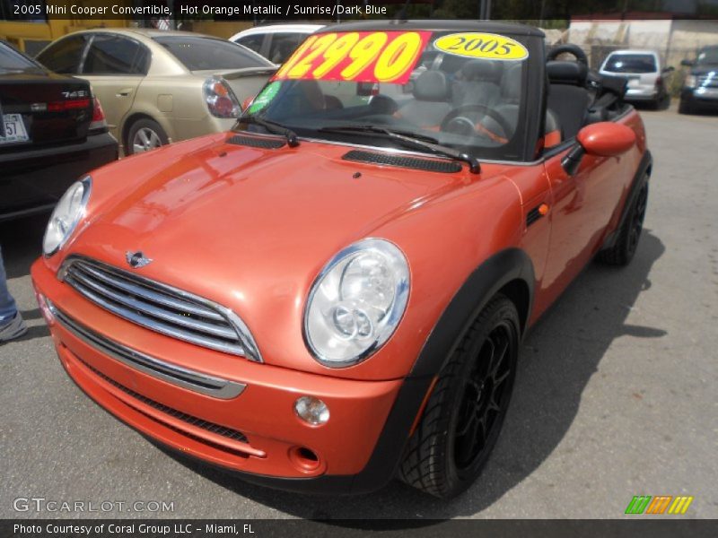 Hot Orange Metallic / Sunrise/Dark Blue 2005 Mini Cooper Convertible