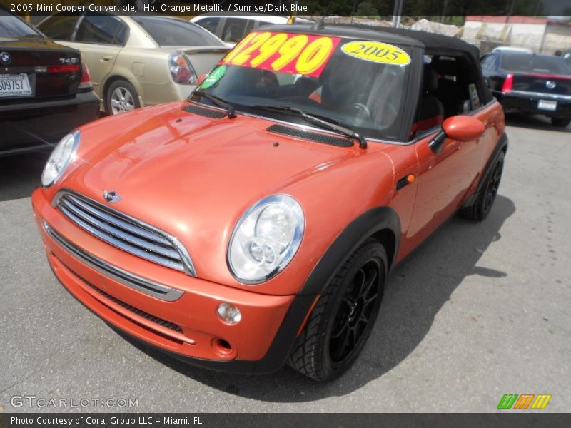 Hot Orange Metallic / Sunrise/Dark Blue 2005 Mini Cooper Convertible