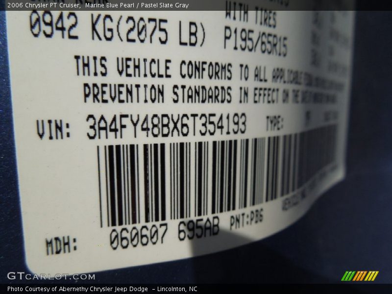 Marine Blue Pearl / Pastel Slate Gray 2006 Chrysler PT Cruiser