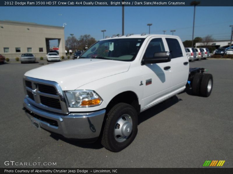 Bright White / Dark Slate/Medium Graystone 2012 Dodge Ram 3500 HD ST Crew Cab 4x4 Dually Chassis