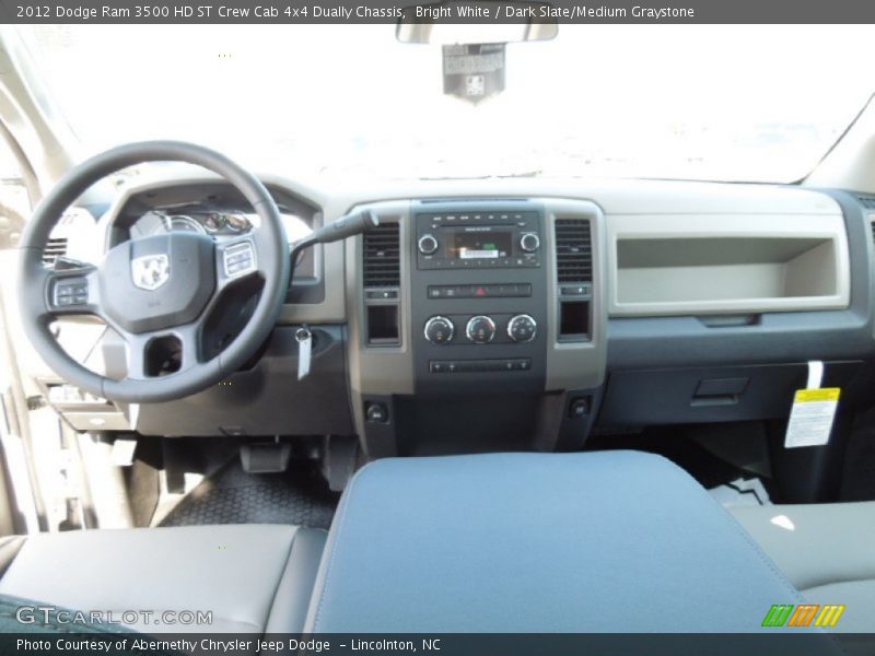 Bright White / Dark Slate/Medium Graystone 2012 Dodge Ram 3500 HD ST Crew Cab 4x4 Dually Chassis