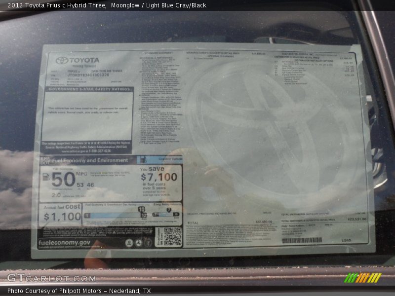 Moonglow / Light Blue Gray/Black 2012 Toyota Prius c Hybrid Three