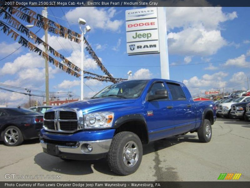 Electric Blue Pearl / Medium Slate Gray 2007 Dodge Ram 2500 SLT Mega Cab 4x4