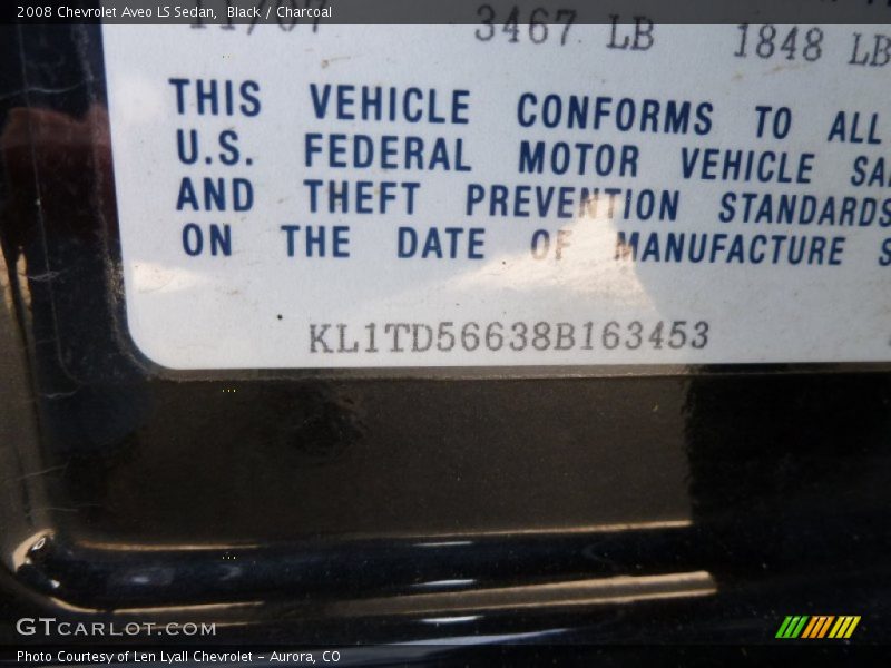 Black / Charcoal 2008 Chevrolet Aveo LS Sedan