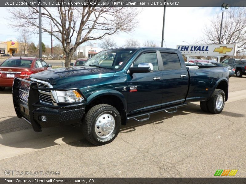Hunter Green Pearl / Dark Slate Gray 2011 Dodge Ram 3500 HD Laramie Crew Cab 4x4 Dually