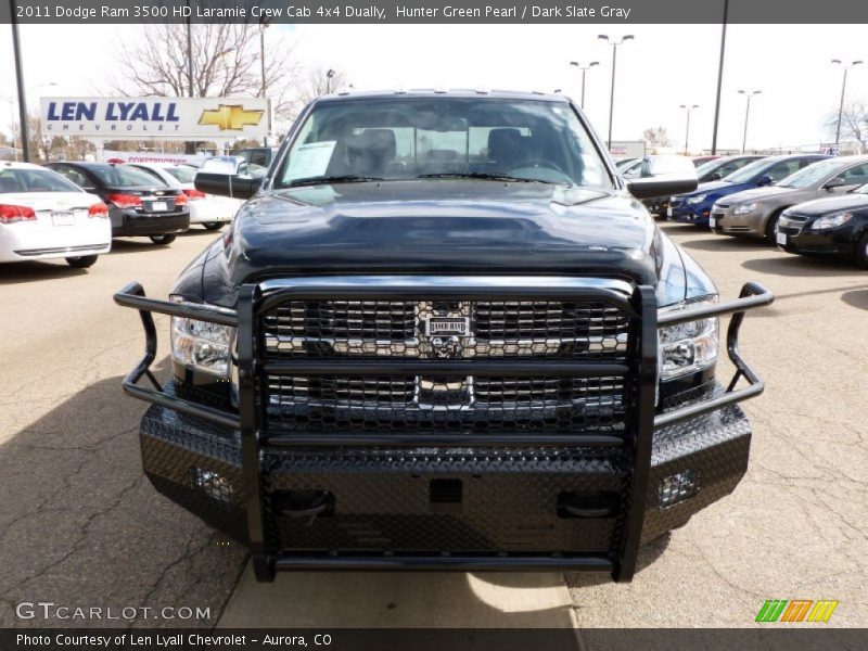 Hunter Green Pearl / Dark Slate Gray 2011 Dodge Ram 3500 HD Laramie Crew Cab 4x4 Dually