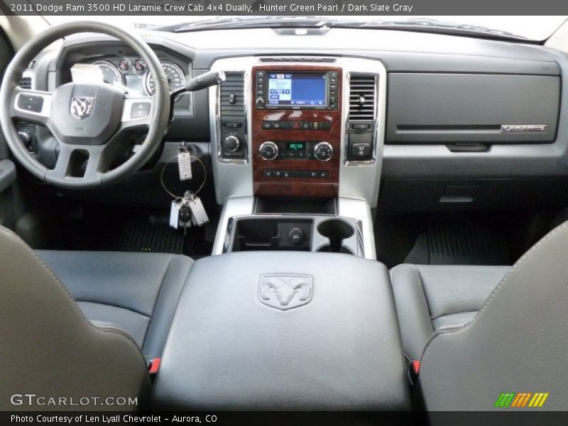 Hunter Green Pearl / Dark Slate Gray 2011 Dodge Ram 3500 HD Laramie Crew Cab 4x4 Dually