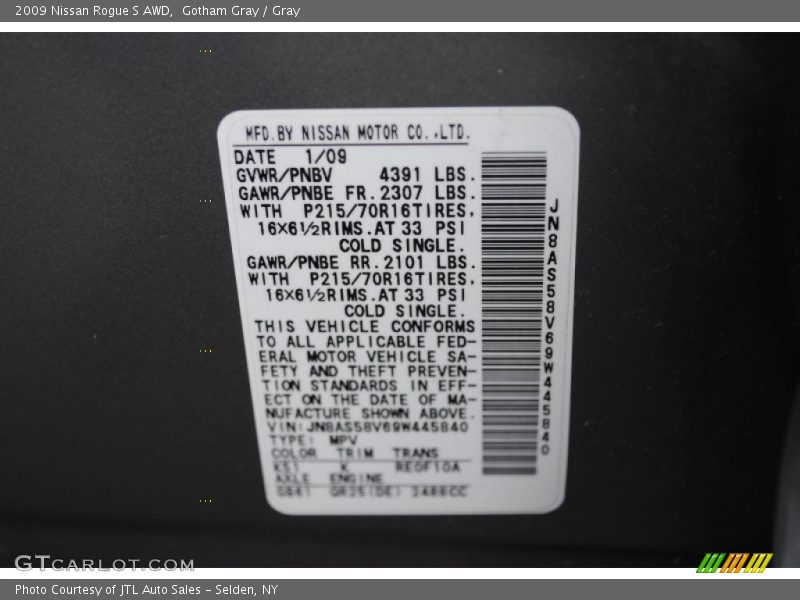 Gotham Gray / Gray 2009 Nissan Rogue S AWD