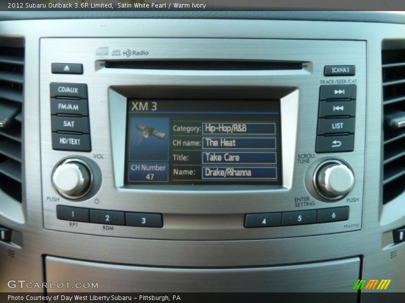 Satin White Pearl / Warm Ivory 2012 Subaru Outback 3.6R Limited