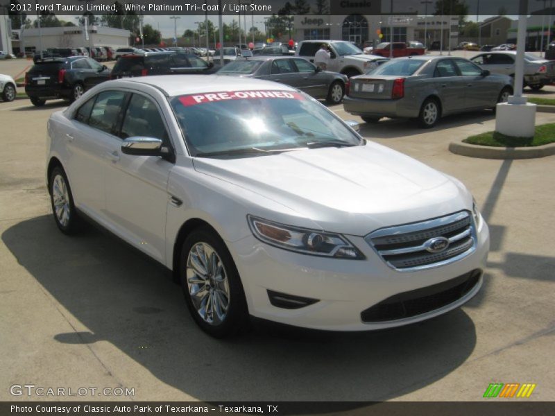 White Platinum Tri-Coat / Light Stone 2012 Ford Taurus Limited