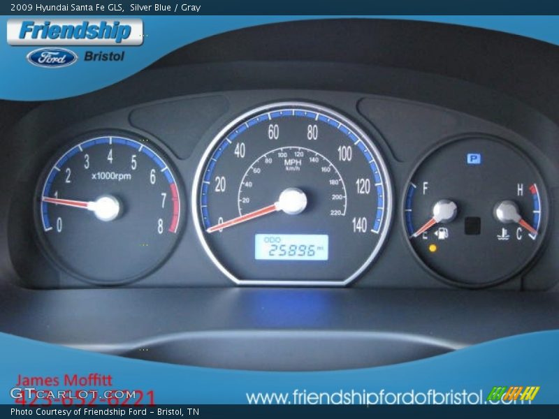 Silver Blue / Gray 2009 Hyundai Santa Fe GLS