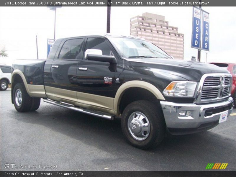 Brilliant Black Crystal Pearl / Light Pebble Beige/Bark Brown 2011 Dodge Ram 3500 HD Laramie Mega Cab 4x4 Dually