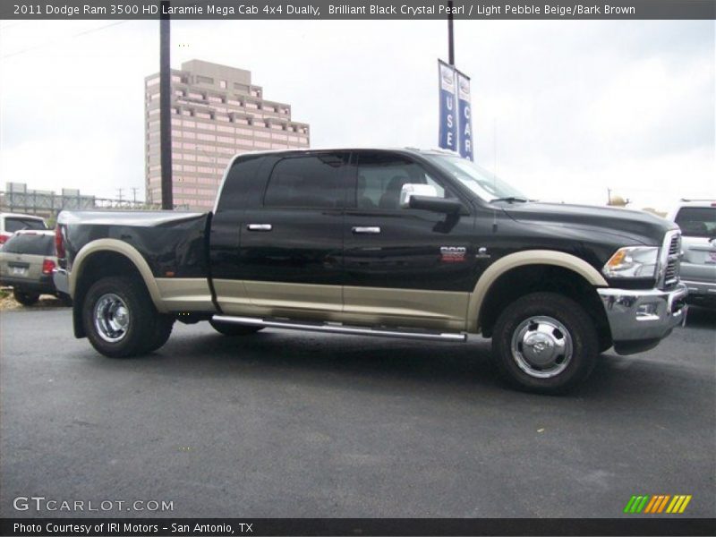 Brilliant Black Crystal Pearl / Light Pebble Beige/Bark Brown 2011 Dodge Ram 3500 HD Laramie Mega Cab 4x4 Dually
