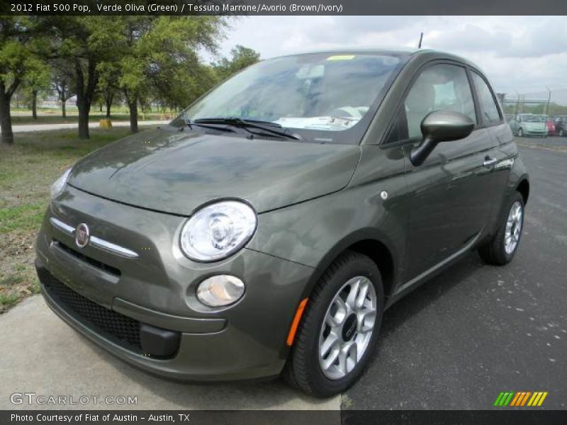 Verde Oliva (Green) / Tessuto Marrone/Avorio (Brown/Ivory) 2012 Fiat 500 Pop