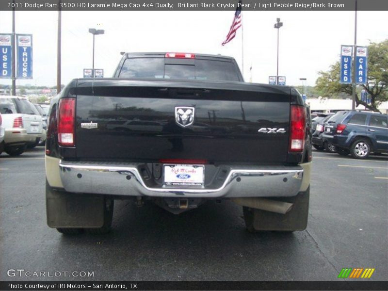 Brilliant Black Crystal Pearl / Light Pebble Beige/Bark Brown 2011 Dodge Ram 3500 HD Laramie Mega Cab 4x4 Dually