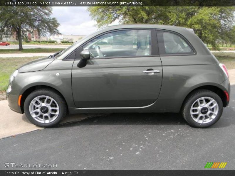 Verde Oliva (Green) / Tessuto Marrone/Avorio (Brown/Ivory) 2012 Fiat 500 Pop