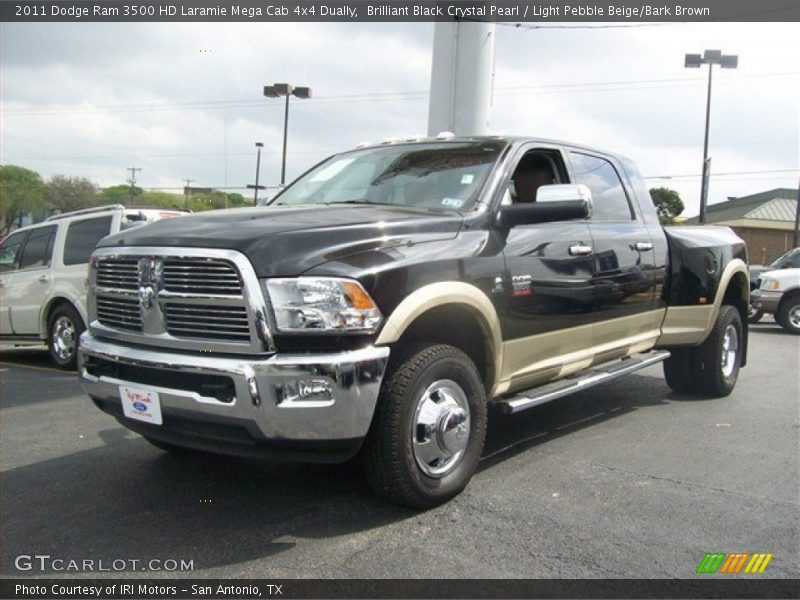 Brilliant Black Crystal Pearl / Light Pebble Beige/Bark Brown 2011 Dodge Ram 3500 HD Laramie Mega Cab 4x4 Dually