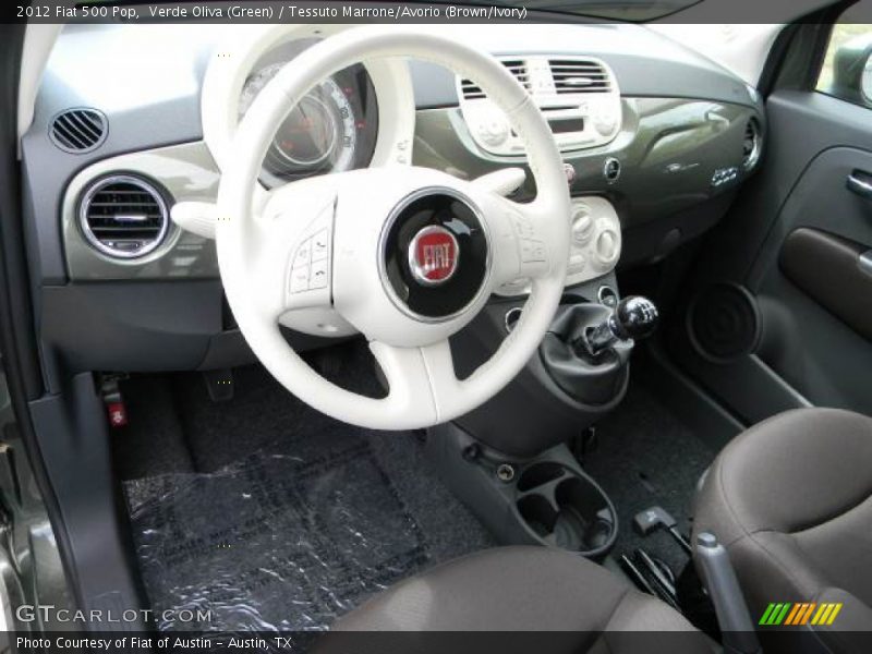 Verde Oliva (Green) / Tessuto Marrone/Avorio (Brown/Ivory) 2012 Fiat 500 Pop