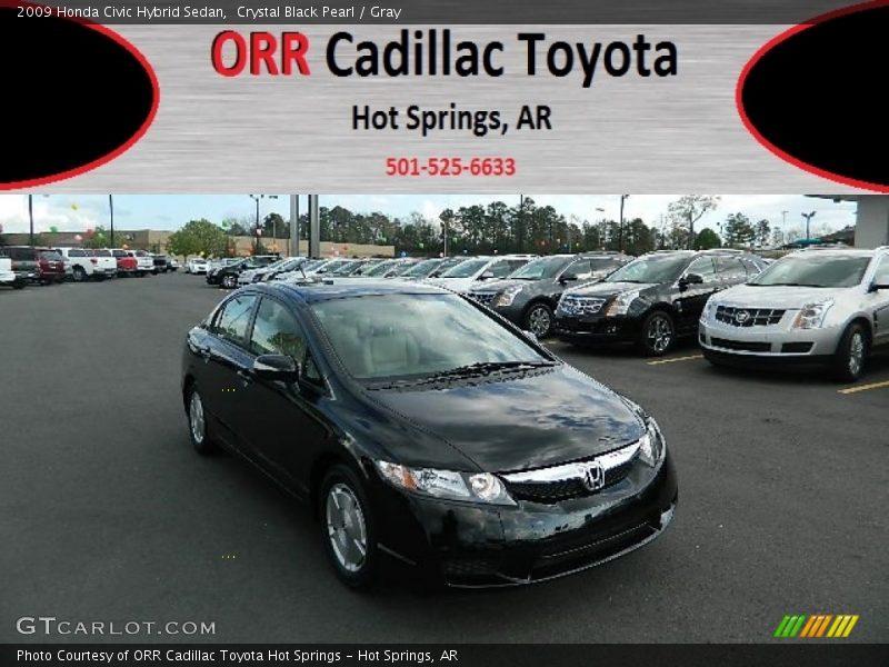 Crystal Black Pearl / Gray 2009 Honda Civic Hybrid Sedan