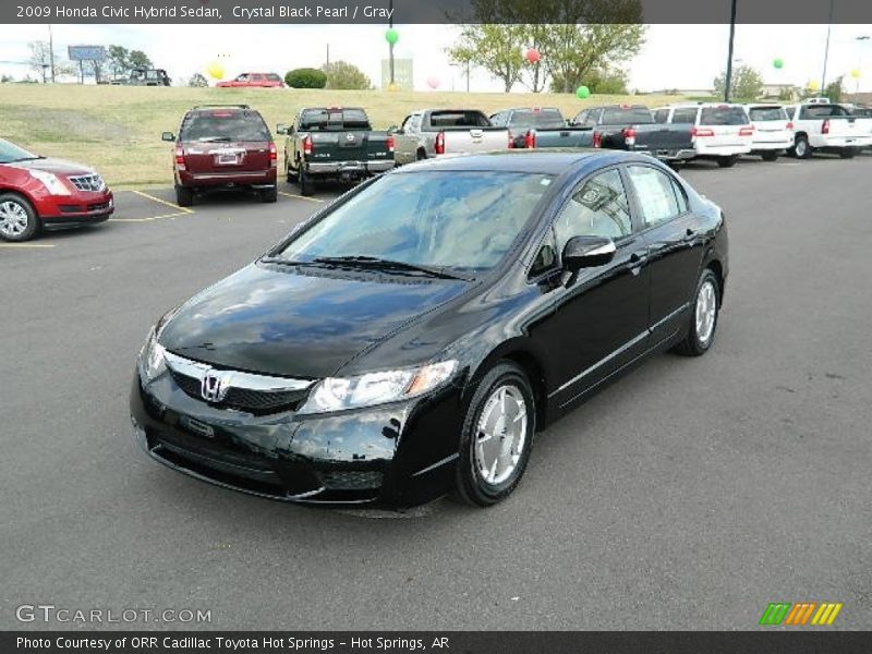 Crystal Black Pearl / Gray 2009 Honda Civic Hybrid Sedan