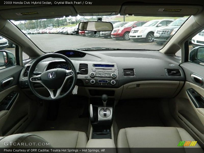 Crystal Black Pearl / Gray 2009 Honda Civic Hybrid Sedan